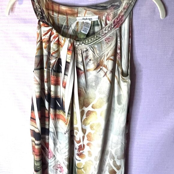 3 TOPS $25 NWOT STYLE & COMPANY PETITE MEDIUM MULTI PASTEL FLOWER DESIGN BLOUSE - Picture 6 of 13